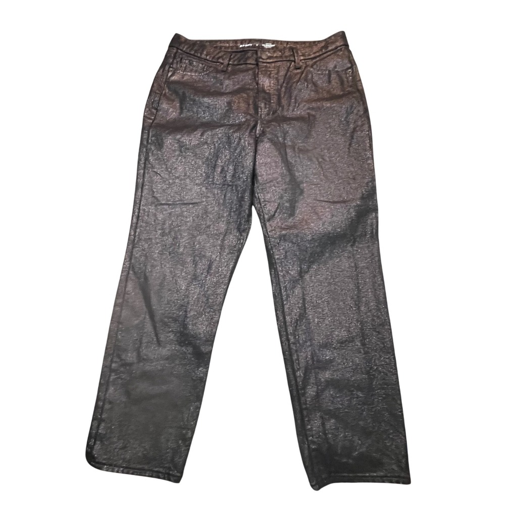 Old Navy OG Straight Metallic Bronze Coated Jeans High Rise Womens 14‎ Brown